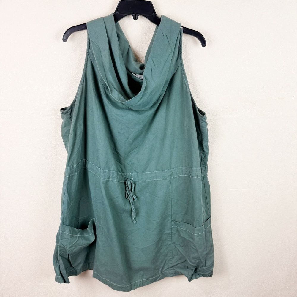 Soft Surroundings Olive Green Sleeveless Cowel Tank Top Utility Blouse 2X